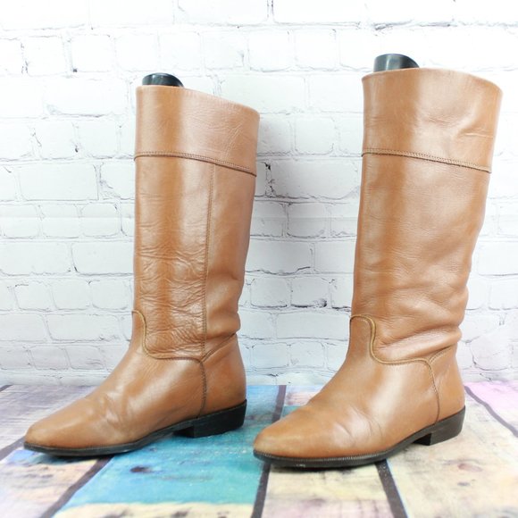 Vintage LL Bean Brown Leather Knee High Tall Riding Boot Size 6.5 B - Picture 2 of 9